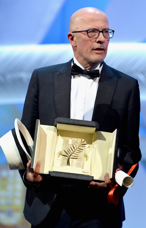 CANNES, FRANCE - MAY 24:  Director Jacques Audiart poses with The Palm d'Or for his film 'Dheepan' at the closing ceremony during the 68th annual Cannes Film Festival on May 24, 2015 in Cannes, France.  (Photo by Pascal Le Segretain/Getty Images)