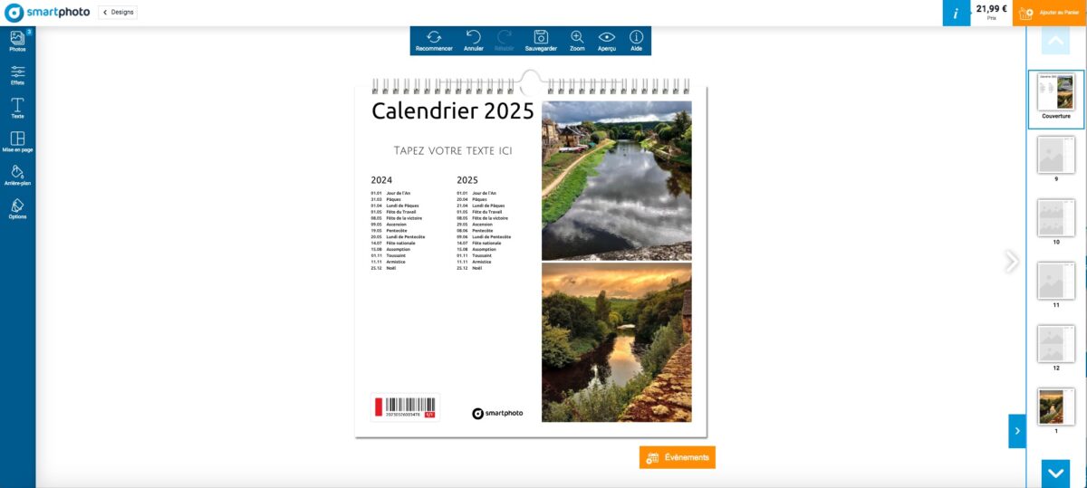 étapes de création calendrier photo