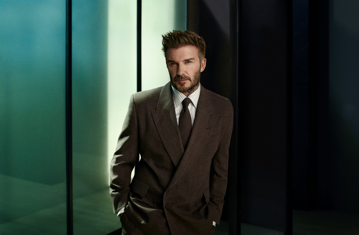 David Beckham en costume boss